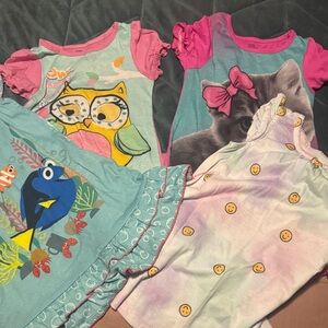 Girls' Pink & Aqua Character Short Sleeve Pajama Set - Brand Unspecified
